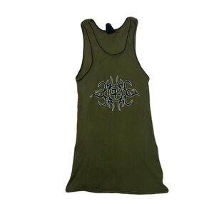 Olive Green Graphic Tank Top brand verbal assault